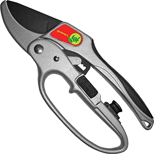 Ratchet Pruning Shears Gardening Tool – Anvil Pruner Garden Shears with Assisted Action – Ratchet Pruners for Gardening with Heavy-Duty, Nonstick Steel Blade – Garden Tools by The Gardener’s Friend