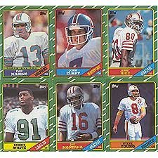 1986 Topps Football Complete Near Mint to Mint Hand Collated 396 Card Set. Loaded with Rookie Cards Including Jerry Rice, Steve Young, Reggie White,