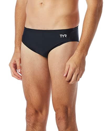TYR Men’s Durafast Elite Solid Racer Swim Suit (Black, 32)
