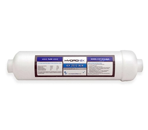 Hydronix ICF-2512-ALK Alkaline Remineralization & pH Inline Water Filter Fits Any RO Drinking Systems, 1/4″ NPT Ports