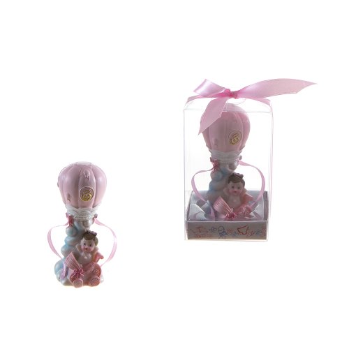 Lunaura Baby Keepsake – Set of 12″Girl” Baby in Hot Air Ballon Favors – Pink