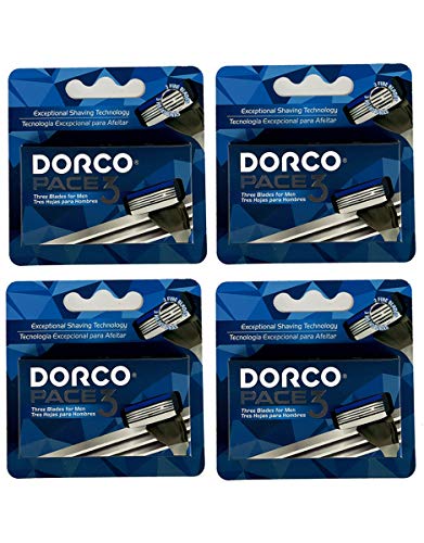 Dorco Pace 3 – Three Razor Blade Shaving System- Value Pack – 16 Cartridges (No Handle)