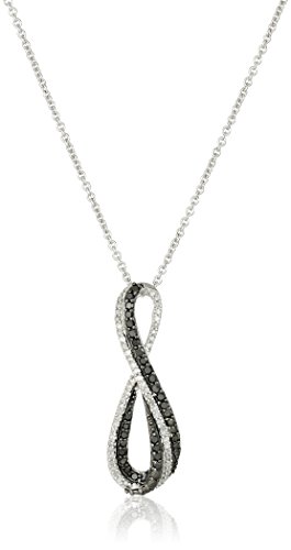 Amazon Collection Sterling Silver Black and White Diamond Infinity Pendant Necklace (1/3 cttw), 18″