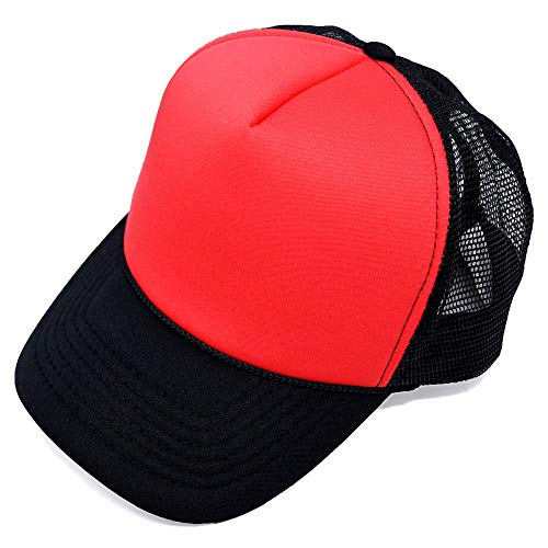 DALIX Trucker Cap Two Toned Cap in Black and Red