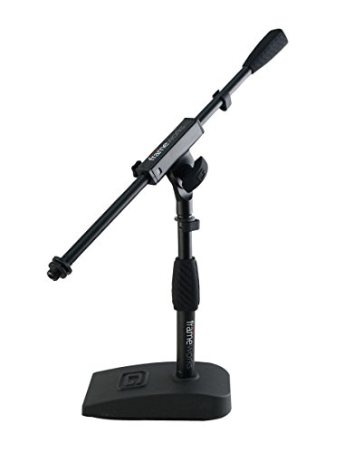 Gator Frameworks Short Weighted Base Microphone Stand with Soft Grip Twist Clutch, Boom arm, and both 3/8″ and 5/8″ Mounts; Base Dimensions – 4.5″ X 8″ (GFW-MIC-0821)