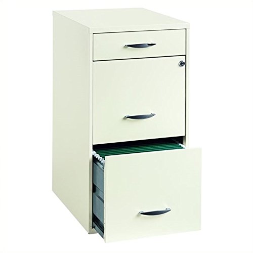 Hirsh Industries Space Solutions Metal 3 Drawer File Cabinet with Pencil Drawer Pearl White