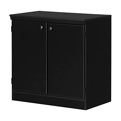 South Shore Morgan Small 2-Door Storage Cabinet Pure Black, 31.5″ x 32 3/8″ x 32 7/8″