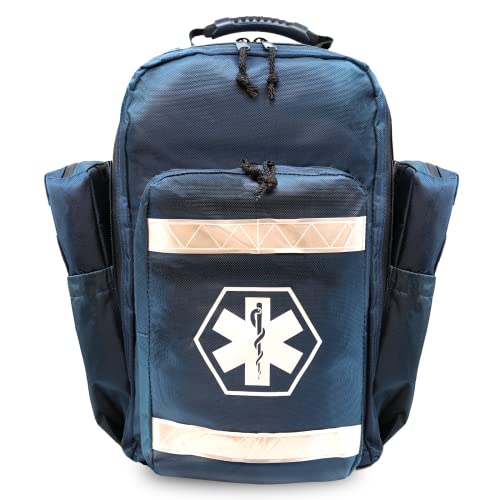Dixie Ems Ultimate Pro Trauma O2 Backpack with Modular Pouch Design, Oxygen Gear Bag for First Responders and Medics – Navy Blue
