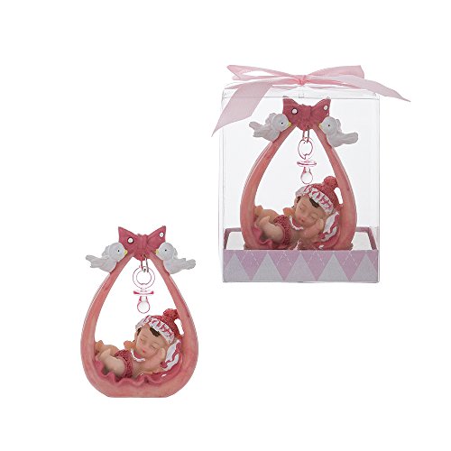 Lunaura Baby Keepsake – Set of 12″Girl” Baby Sleeping Under Pacifier Favors – Pink