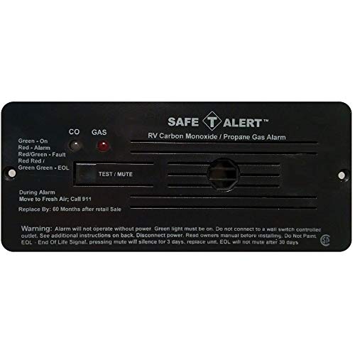 Safe-T-Alert by MTI Industries 35-742-BL Dual LP/CO Alarm – 12V, 35 Series Flush Mount, Black