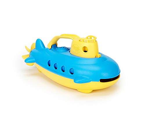 Green Toys Submarine in Yellow & blue – BPA Free, Phthalate Free, Bath Toy with Spinning Rear Propeller. Safe Toys for Toddlers, Babies