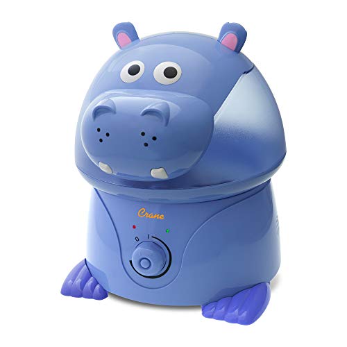 Crane Adorables Ultrasonic Humidifiers for Bedroom and Baby Nursery, 1 Gallon Cool Mist Air Humidifier for Large Room or Kid’s Room, Humidifier Filters Optional, Hippo