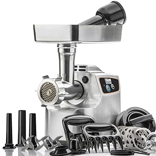 STX International “Gen 2 -Platinum Edition” Magnum 1800W Heavy Duty Electric Meat Grinder – 3 Lb High Capacity Meat Tray, 6 Grinding Plates, 3 S/S Blades, 3 Sausage Tubes & 1 Kubbe Maker & Much More!