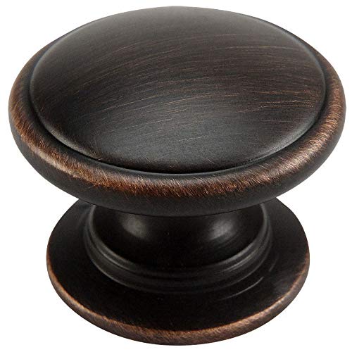 Cosmas 25 Pack 4702ORB Oil Rubbed Bronze Cabinet Hardware Round Knob – 1-1/4″ Diameter – Wide Base