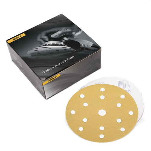 Mirka 23-611-150 Bulldog, Gold 6-Inch 15-Hole 150 Grit Grip Vacuum Discs, 50-Pack
