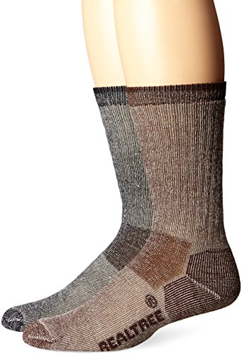 Realtree AP Men’s Merino Wool Boot Socks (2-Pair), Brown/Black, Large