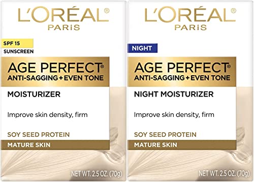 L’Oreal Paris Skin Expertise Age Perfect for Mature Skin, Day Cream SPF 15 + Night Cream, 2.5 Ounce Each