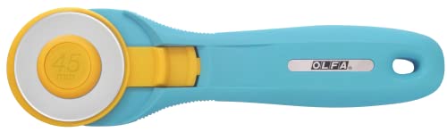 OLFA 45mm Quick-Change Rotary Cutter (RTY-2/C) – Rotary Fabric Cutter w/ Blade Cover for Crafts, Sewing, Quilting, Replacement Blade: OLFA RB45-1 (Aqua)
