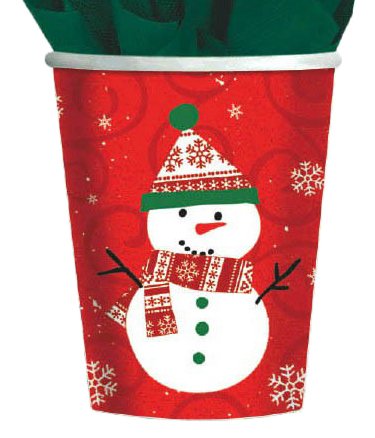 “Very Merry” Snowman Red Paper Cups, 9 Oz., 8 Ct.