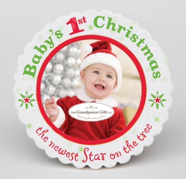 The Grandparent Gift Ceramic Photo Ornament, Baby’s First Christmas