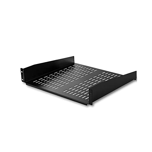 StarTech.com 2U Server Rack Shelf – Universal Vented Rack Mount Cantilever Tray for 19″ Network Equipment Rack & Cabinet – Heavy Duty Steel – Weight Capacity 50lb/23kg – 16″ Deep Shelf (CABSHELFV)