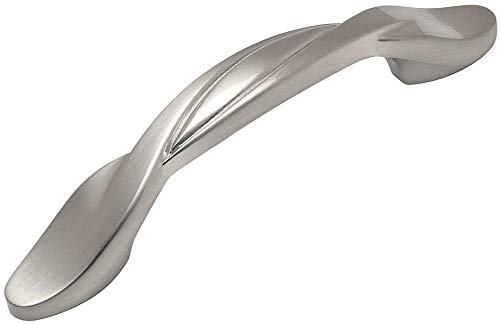 10 Pack – Cosmas 9009SN Satin Nickel Twist Cabinet Hardware Handle Pull – 3″ Inch (76mm) Hole Centers