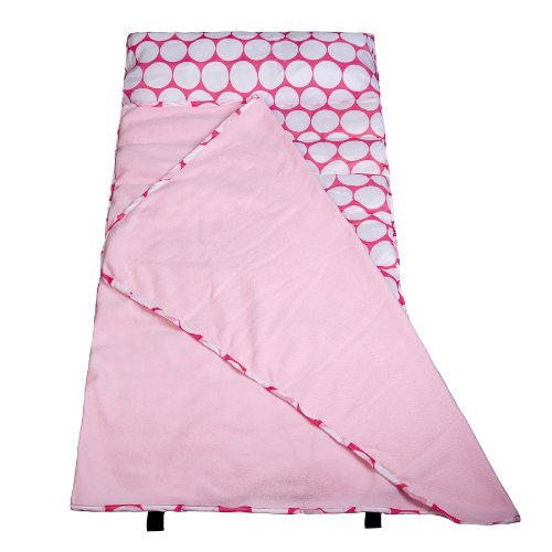 Wildkin Easy Clean Nap Mat with Pillow for Toddler Boys and Girls, Ideal Size for Daycare and Preschool, Perfect for Sleepovers and Travels, BPA-free (Big Dot Pink & White)