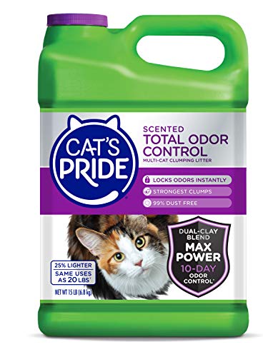 Cat’s Pride Max Power Clumping Multi-Cat Litter 15 Pounds, Total Odor Control Scented