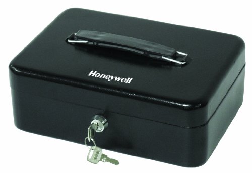 Honeywell Safes & Door Locks 6112 Standard Steel Cash Box with Key Lock, Black