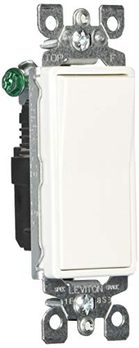 Leviton 5601-2W 15 Amp, 120/277V Decora Rocker Single-Pole AC Quiet Switch, Residential Grade, Grounding (10-Pack), White, 10 Piece