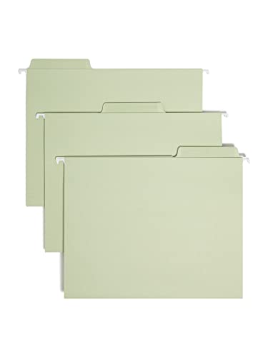 Smead Erasable FasTab Hanging File Folder, 1/3-Cut Built-in Tab, Letter Size, Moss, 20 per Box (64032)