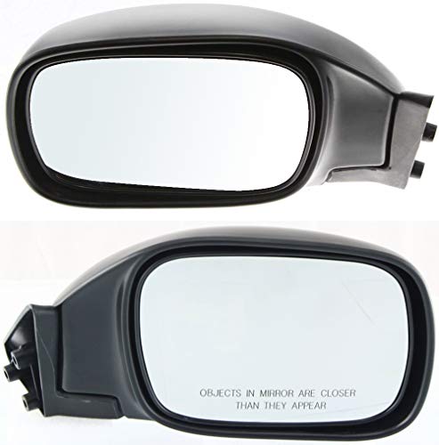 Kool Vue Mirror Set of 2 Compatible with 1997-2001 Jeep Cherokee Driver and Passenger Side Manual Folding, Textured Black, Manual Glass