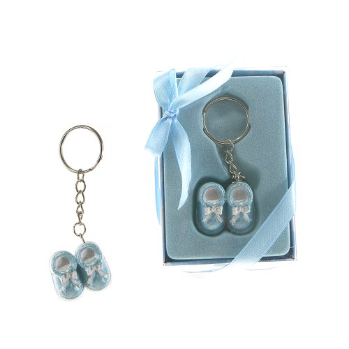 Lunaura Baby Keepsake – Set of 12 Boy Baby Shoes Key Chain Favors – Blue