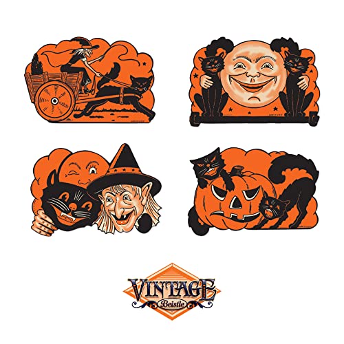 Beistle Wall Decorations 4 Piece Vintage Halloween Party Supplies, 9″, Black/Orange | The Storepaperoomates Retail Market - Fast Affordable Shopping