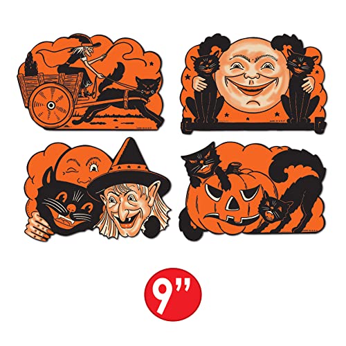 Beistle Wall Decorations 4 Piece Vintage Halloween Party Supplies, 9″, Black/Orange | The Storepaperoomates Retail Market - Fast Affordable Shopping