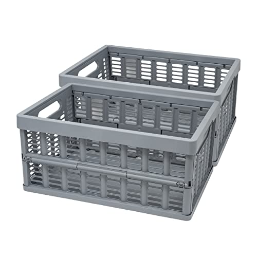 Room Copenhagen, Folding Box 2 Pack – Ventilated, Stackable, Baskets for Shopping, Picnics, Storage, and More – Fold Flat When Not in Use for Easy Storage – 13.98 x 9.53 x 6.42in, Tradewinds