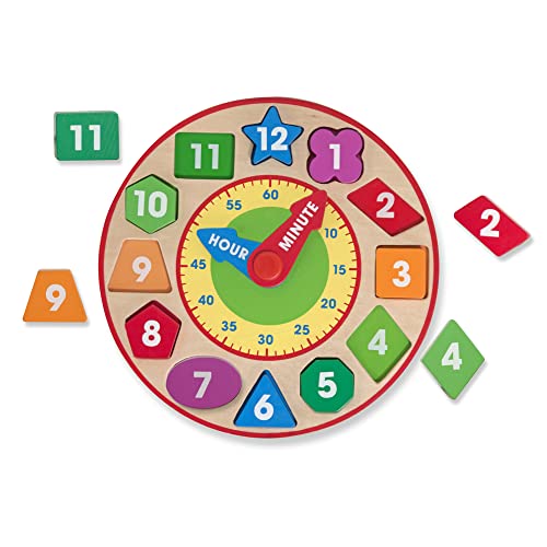Melissa & Doug Shape Sorting Clock – Wooden Educational Toy – Learn To Tell Time Clock Toy For Kids 3+