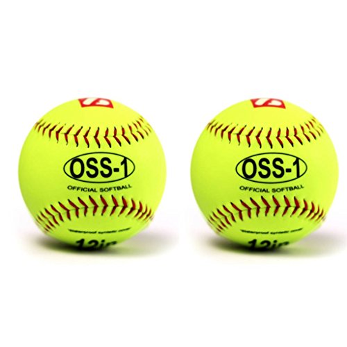 OSS-1 Practice Softball Ball, Size 12″, Yellow 2 pcs