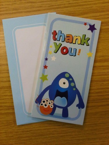 16 x Monster/Alien Boys Thank You Cards Ideal for Birthday