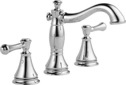 Delta Faucet Cassidy Widespread Bathroom Faucet Chrome, Bathroom Faucet 3 Hole, Bathroom Sink Faucet, Metal Drain Assembly, Chrome 3597LF-MPU