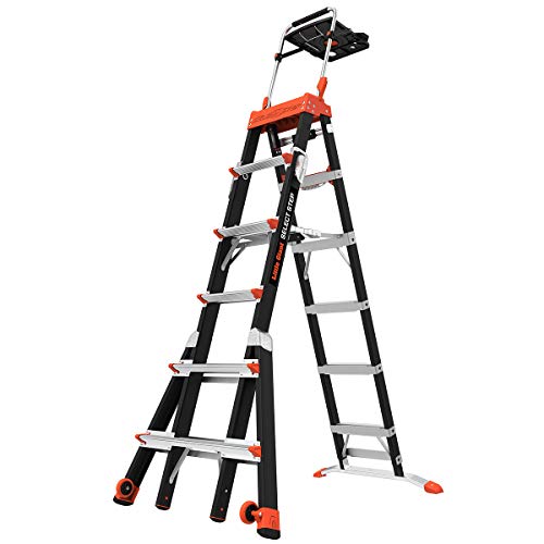 Little Giant Ladders, Select Step, 6 to 10 ft, Adjustable Step Ladder, Fiberglass, Type IAA, 375 lbs weight rating, (15131-001)