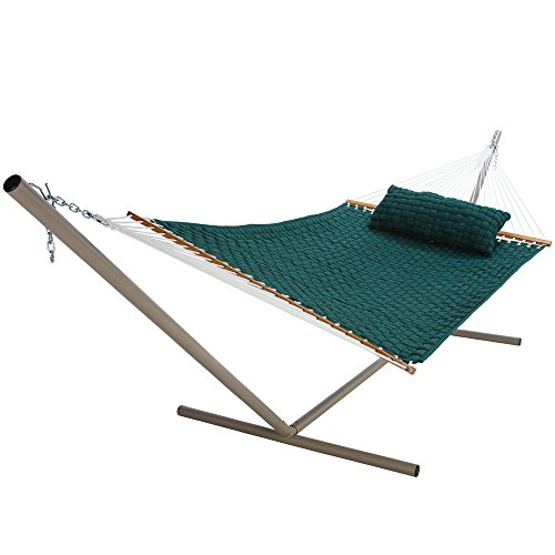 Original Pawleys Island Large Green Soft Weave Hammock with Free Extension Chains and Tree Hooks, Handcrafted in The USA, Accommodates 2 People, 450 LB Weight Capacity, 13 ft. x 55 in.
