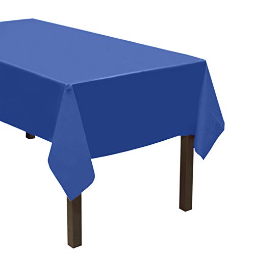 Party Essentials Heavy Duty Plastic Table Cover Available in 44 Colors, 54″ x 108″, Royal Blue
