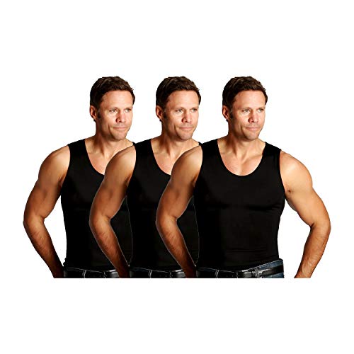 Insta Slim 3 Pack Muscle Tank, Look Up to 5 Inches Slimmer Instantly, Black, 3XL, The Magic is in The Fabric!