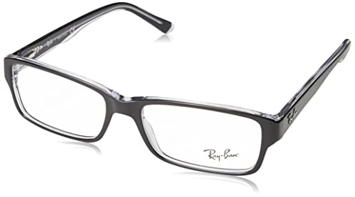 Ray-Ban RX5169 Rectangular Prescription Eyeglass Frames, Black On Transparent/Demo Lens, 54 mm
