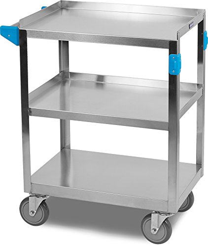 Carlisle FoodService Products Stainless Steel 3 Shelf Utility Cart, 15.5″ x 24″, Silver