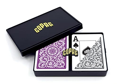Copag 1546 Design 100% Plastic Playing Cards, Poker Purple/Grey Jumbo Index (1 Set)