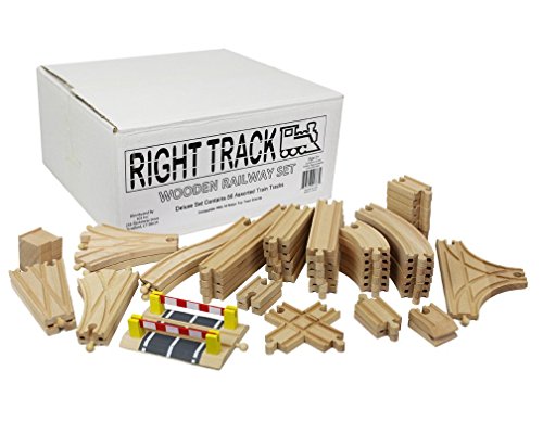 Right Track Toys Wooden Train Track Deluxe Set: 56 Premium Wood Pieces 100% Compatible with Thomas – All Tracks and No Fillers