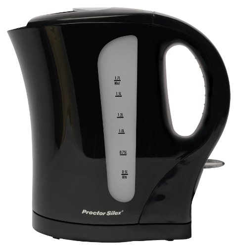 Proctor Silex Electric Tea Kettle, Water Boiler & Heater, 1.7 L, Cordless, Auto-Shutoff & Boil-Dry Protection, Black (K4097)