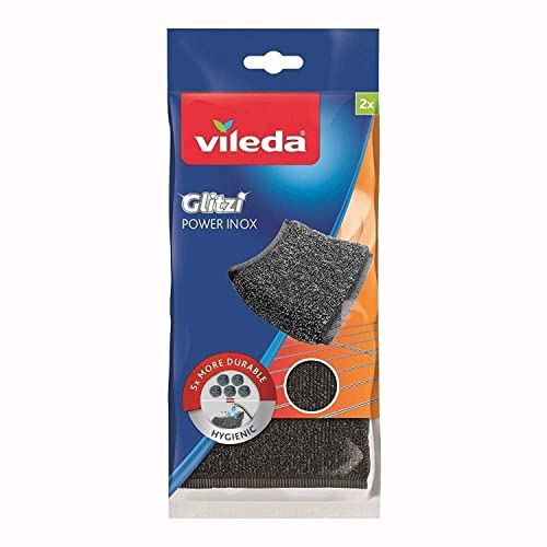 Vileda Glitzi Power INOX Steel Sponge for Stubborn Dirt, 2 Pieces